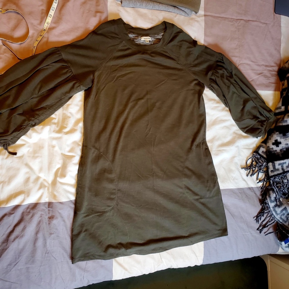 Olive green sweatshirt dress